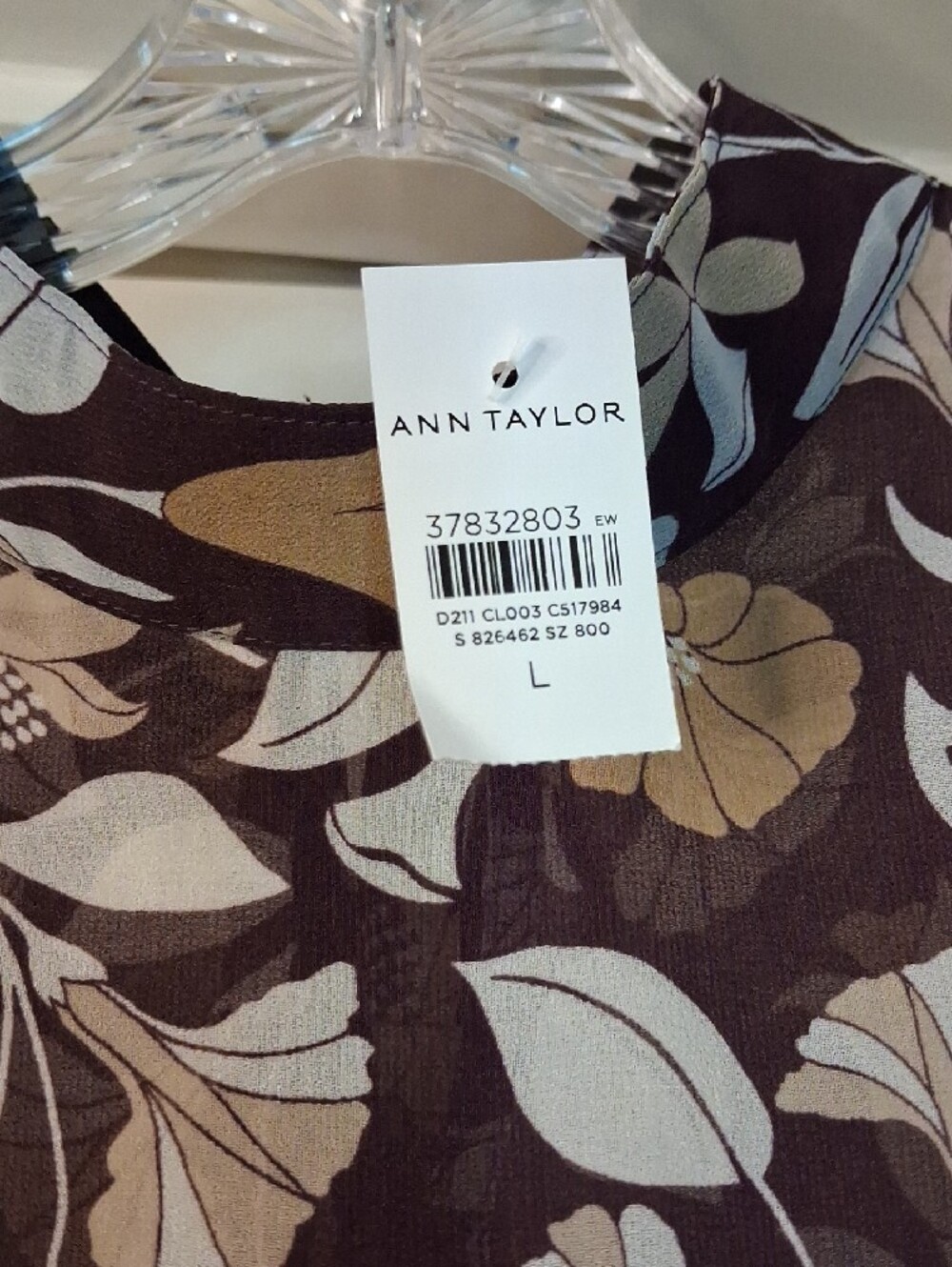 Ann Taylor Plum Floral Mock Neck Top with Neutral Blooms - Picture 3 of 8